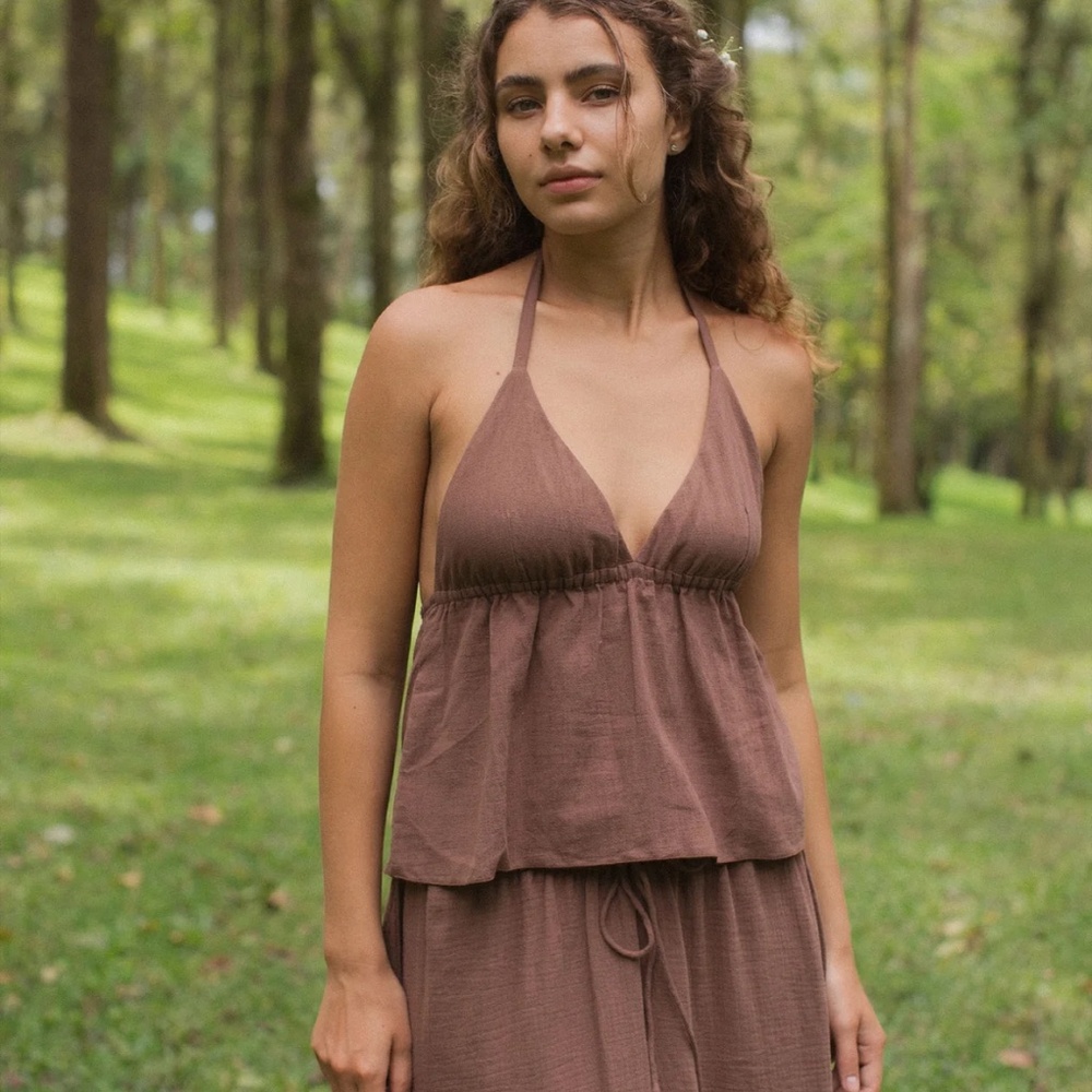 Indigo Luna Mokki Halter Top in Walnut - Picture 2 of 6
